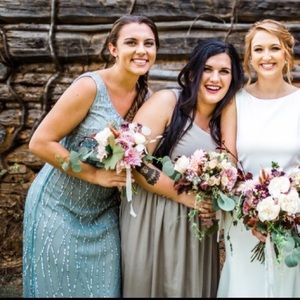 Grey BHLDN sequined bridesmaid dress